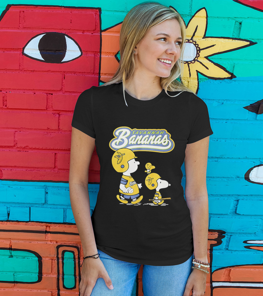 Savannah Bananas Snoopy Peanuts Baseball Player Helmet Bat T-Shirt