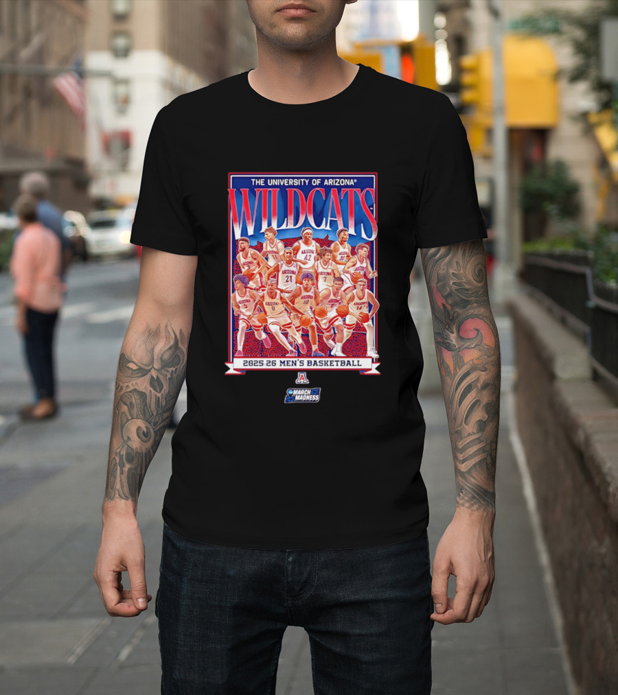 The University Of Arizona Wildcats 2025 26 Men's Basketball March Madness Team T-Shirt