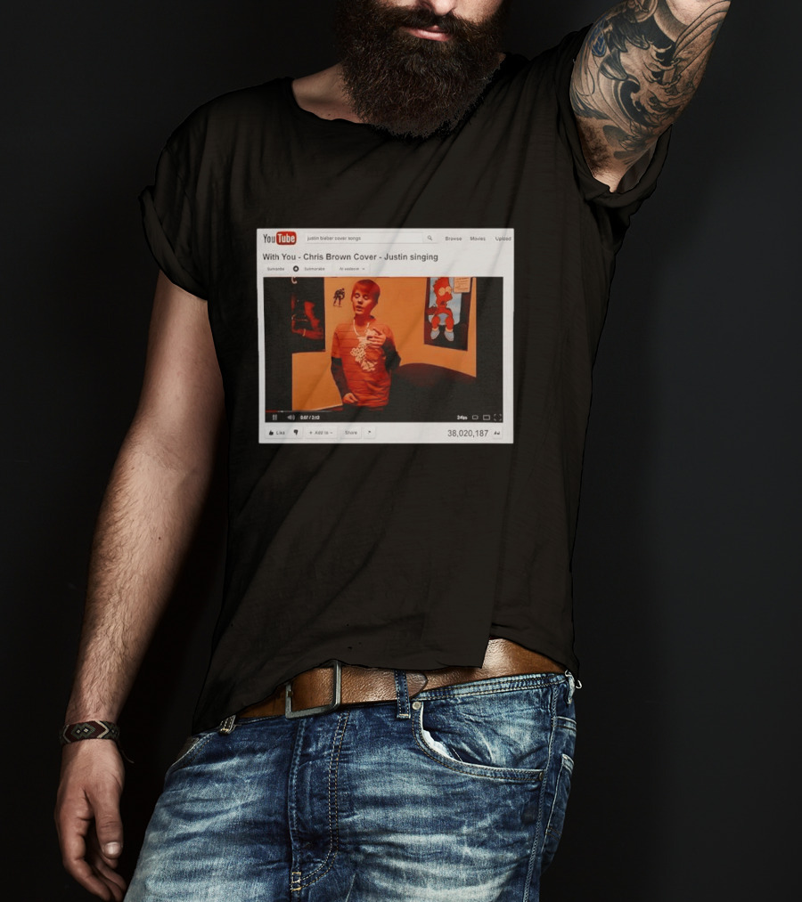 Justin Bieber Singing Chris Brown Cover YouTube Screenshot 38 Million Views T-Shirt