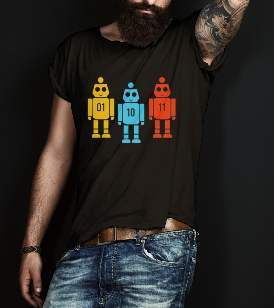 Robot 01 10 11 Trio Colorful Robot T-Shirt