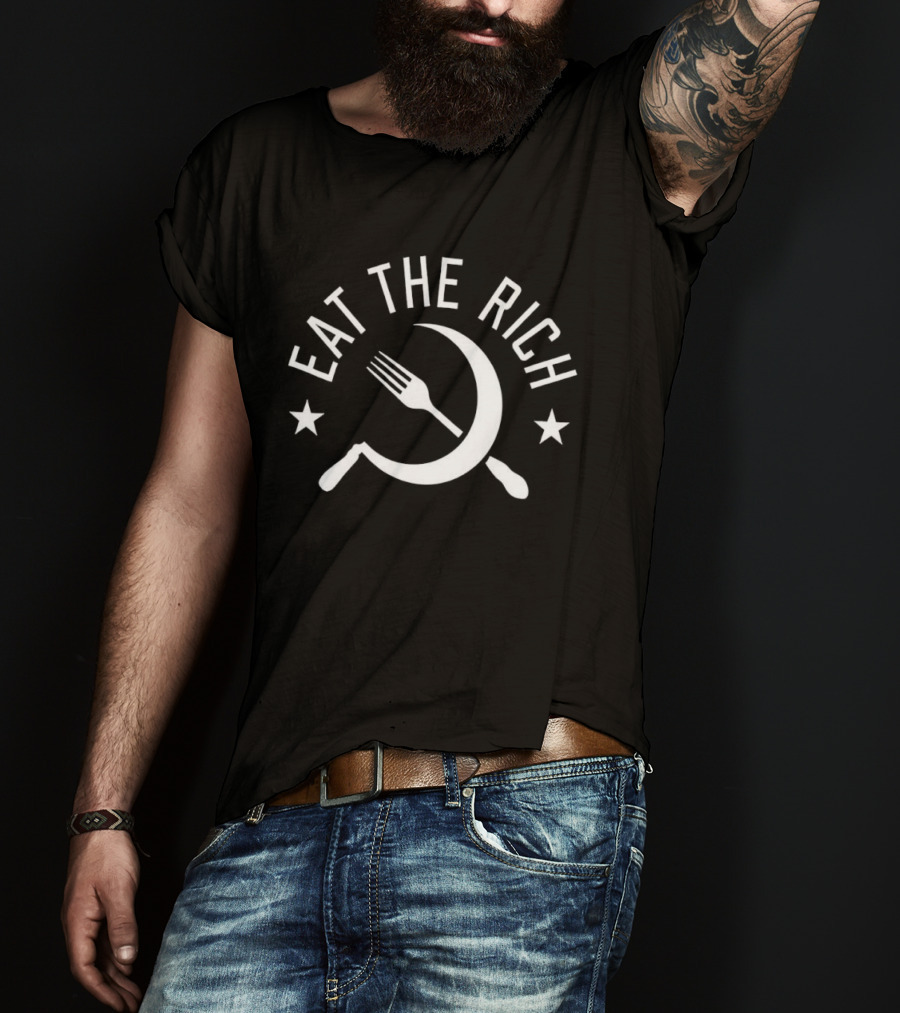 Eat The Rich Grunge Punk Fork And Crescent T-Shirt