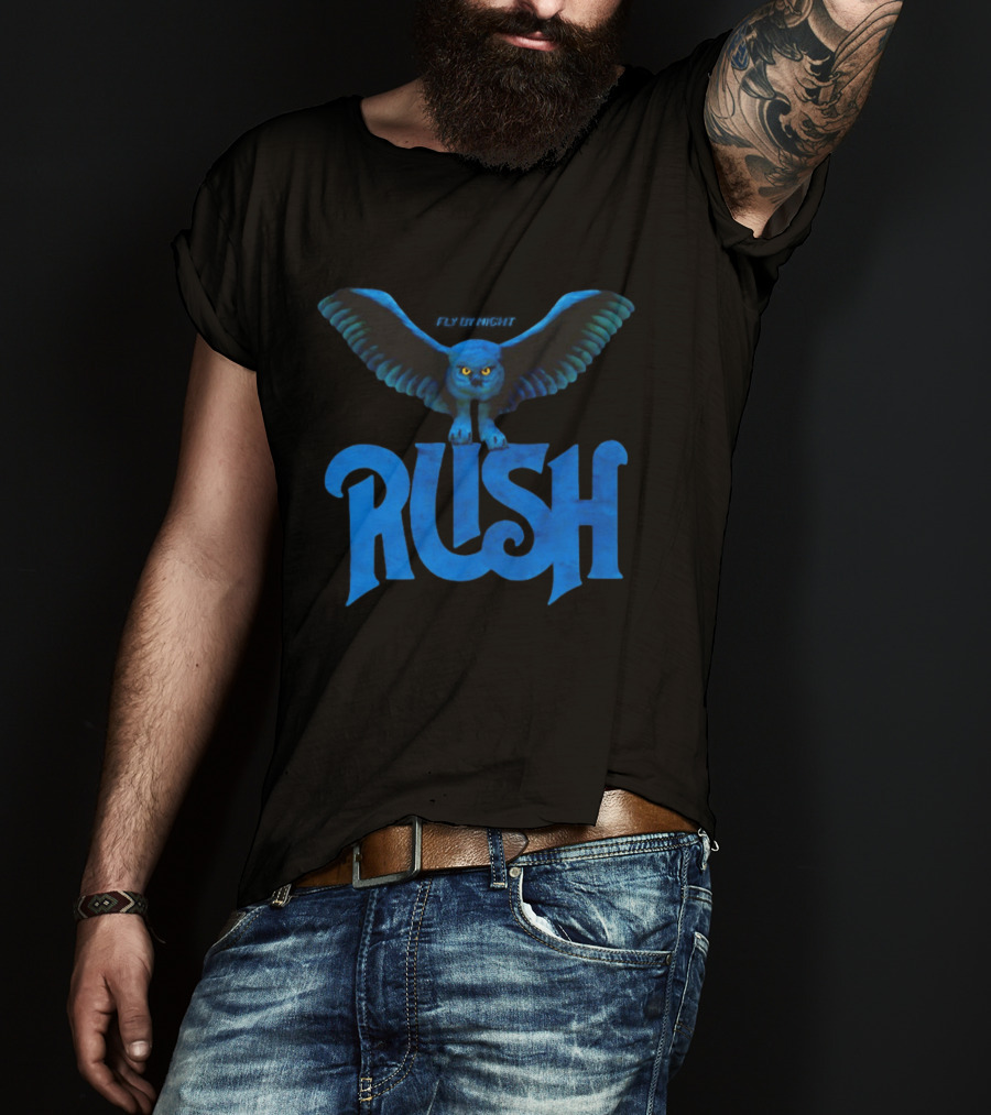 Rush Fly By Night Owl Album Art Iconic Rock Band T-Shirt