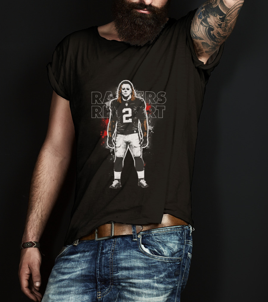Las Vegas Raiders Michael Myers Number 2 Standing On Business Halloween Football Fan T-Shirt
