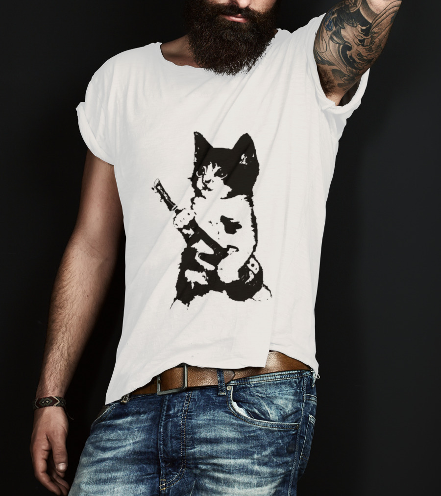 Rockstar Kitten Cat Playing Guitar Feline Musician T-Shirt
