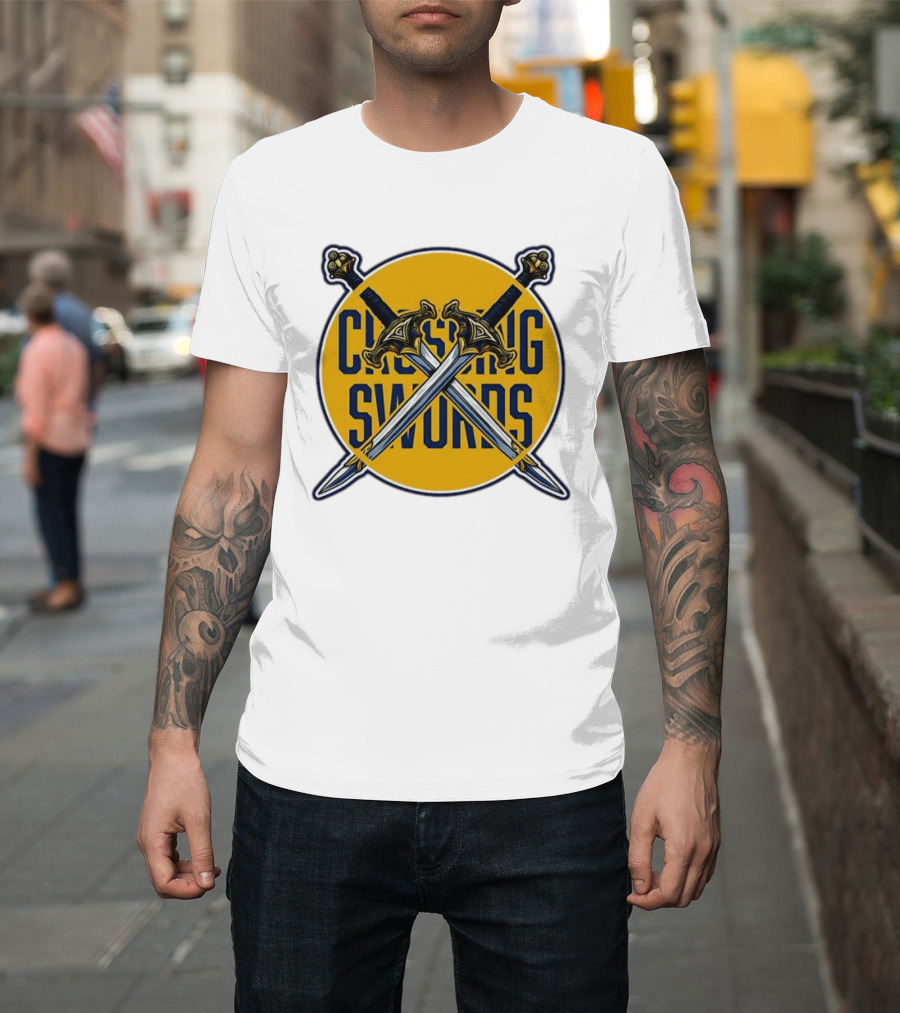 Crossing Swords Podcast Emblem Medieval Sword T-Shirt