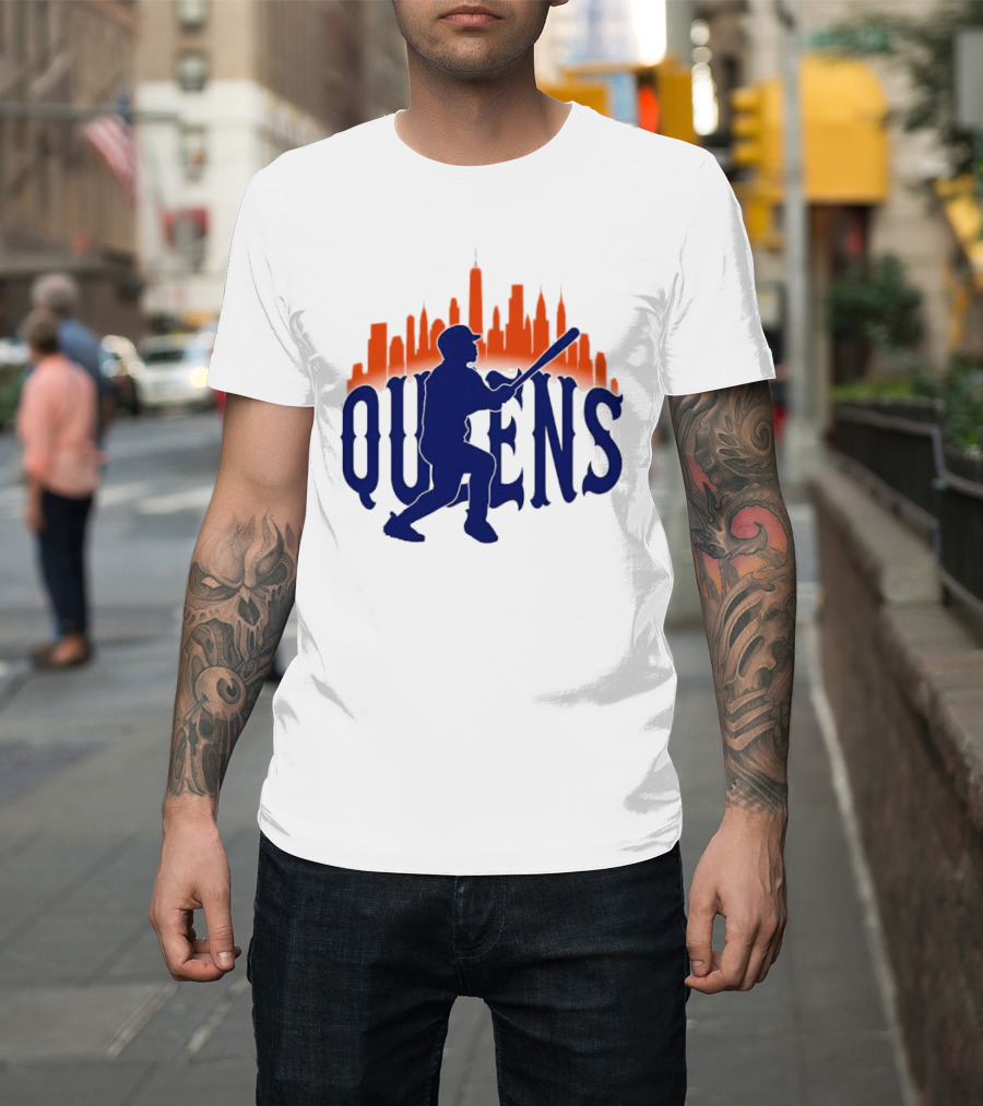 New York Mets Queens Baseball Skyline MLB T-Shirt