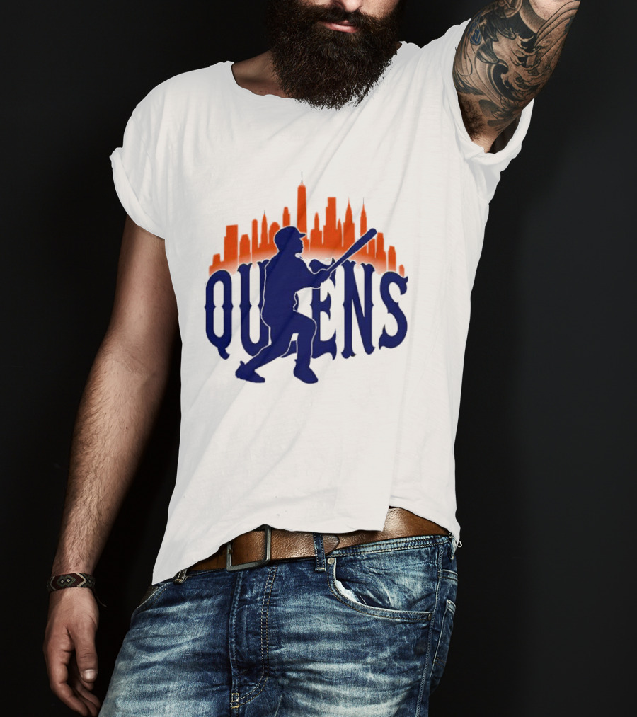 New York Mets Queens Baseball Skyline MLB T-Shirt