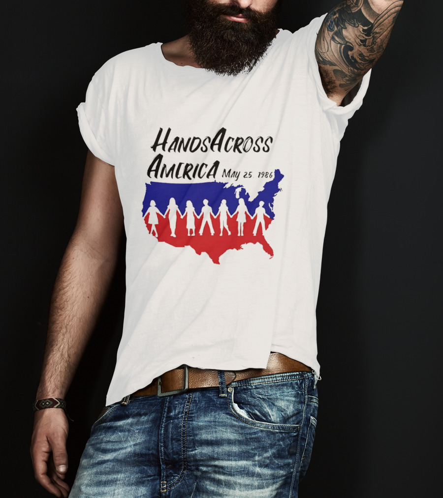 Hands Across America May 25 1986 USA Map T-Shirt
