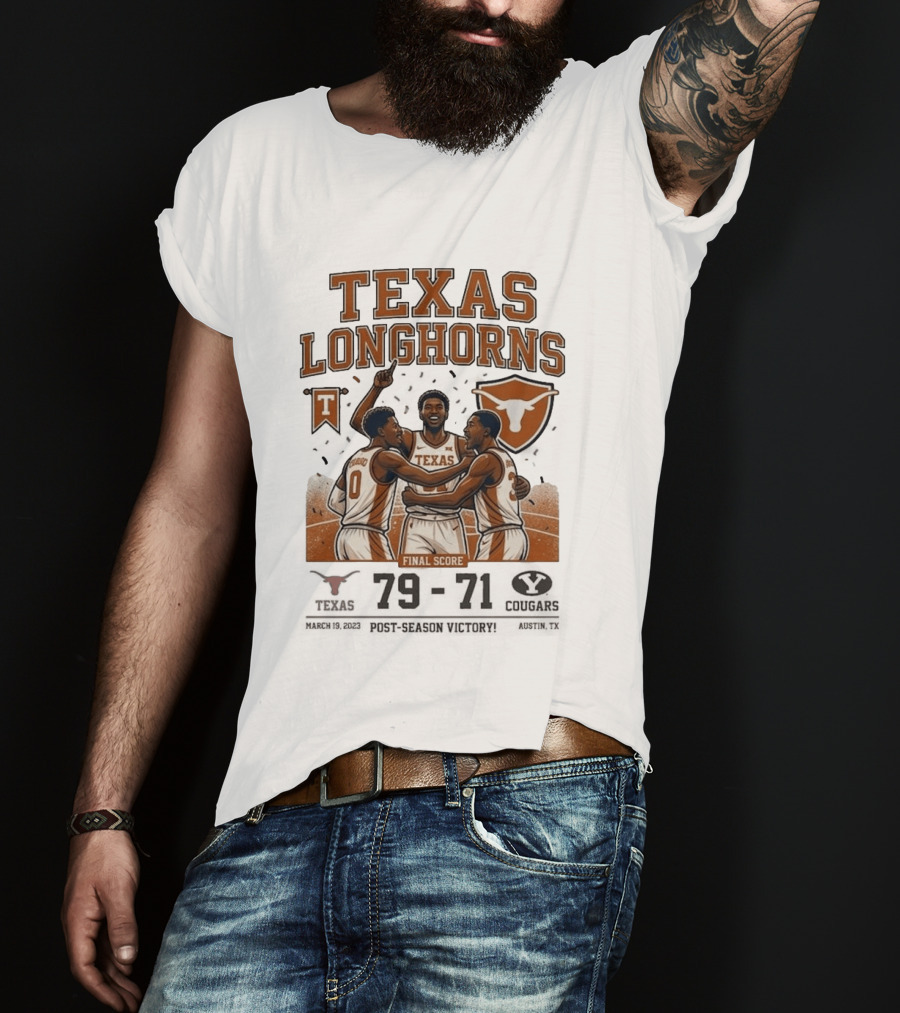 Texas Longhorns Basketball Triumph Over BYU Final Score Victory T-Shirt