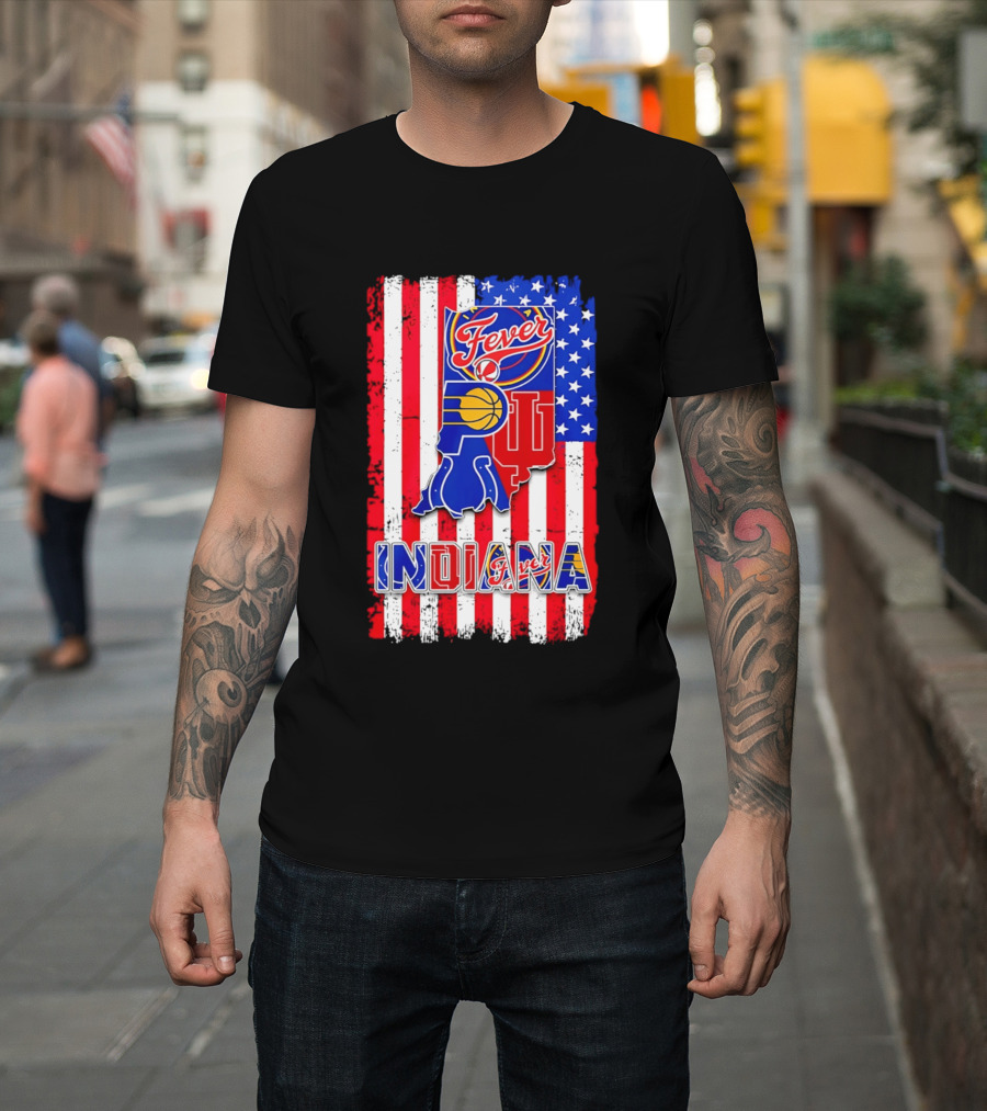 Indiana Fever Pacers Hoosiers American Flag T-Shirt
