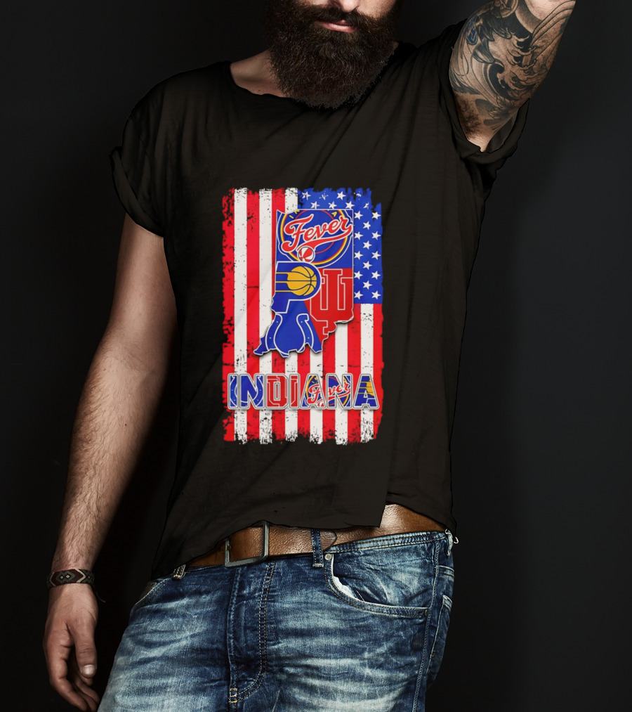 Indiana Fever Pacers Hoosiers American Flag T-Shirt