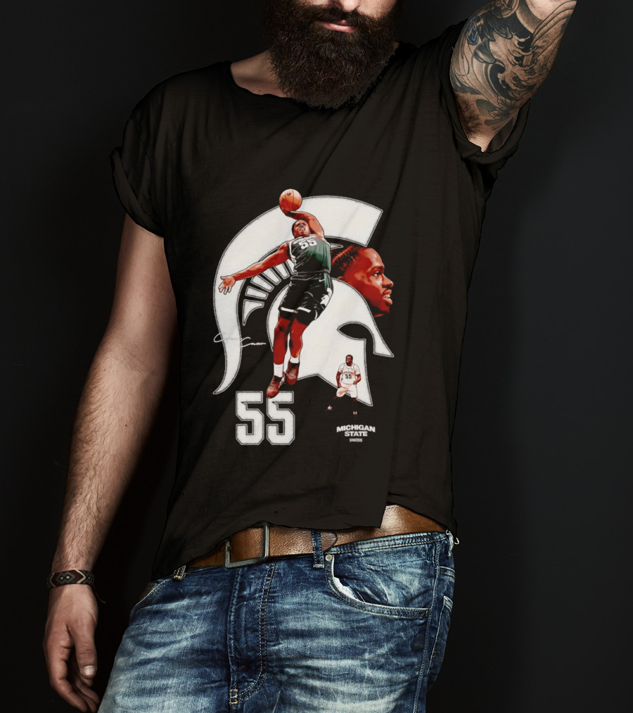 Coen Carr 55 Dunking Michigan State Spartan Basketball Player T-Shirt