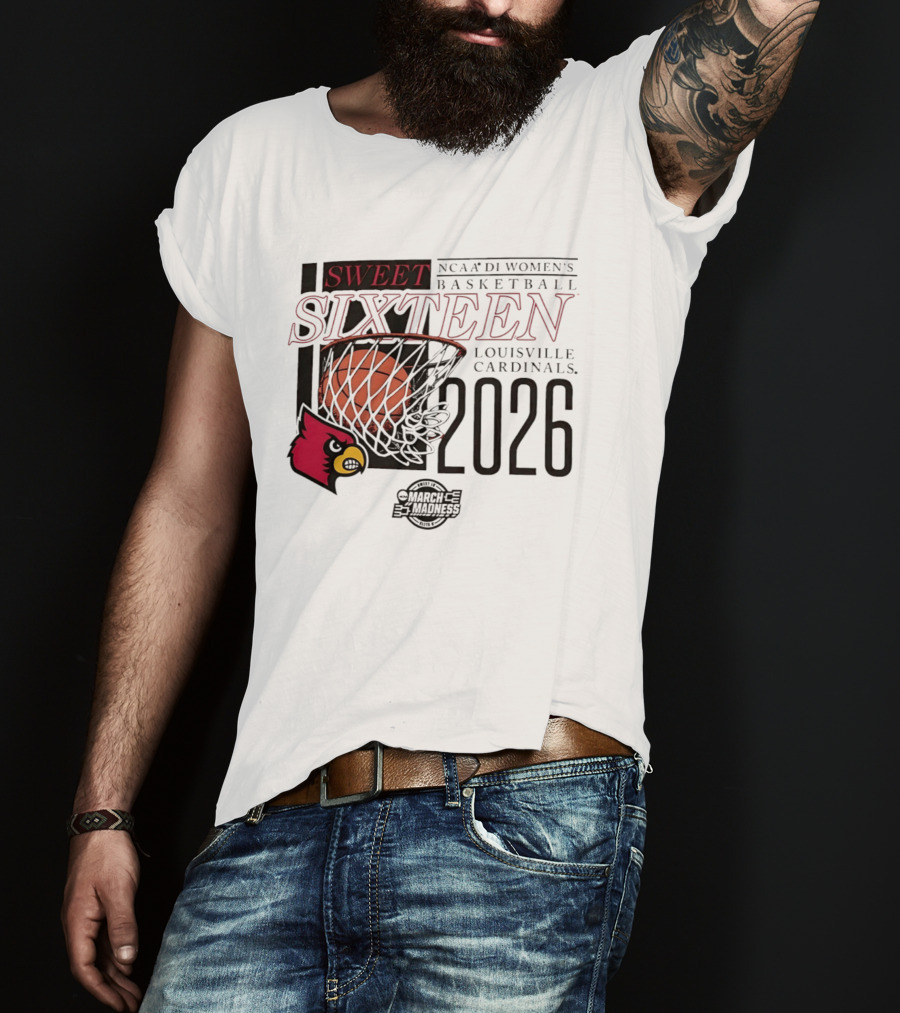 Louisville Cardinals Sweet Sixteen 2026 NCAA D1 Women's Basketball March Madness T-Shirt