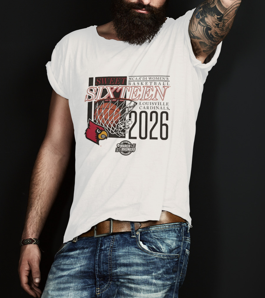 Sweet Sixteen 2026 NCAA DI Women's Basketball Louisville Cardinals College Bounders T-Shirt