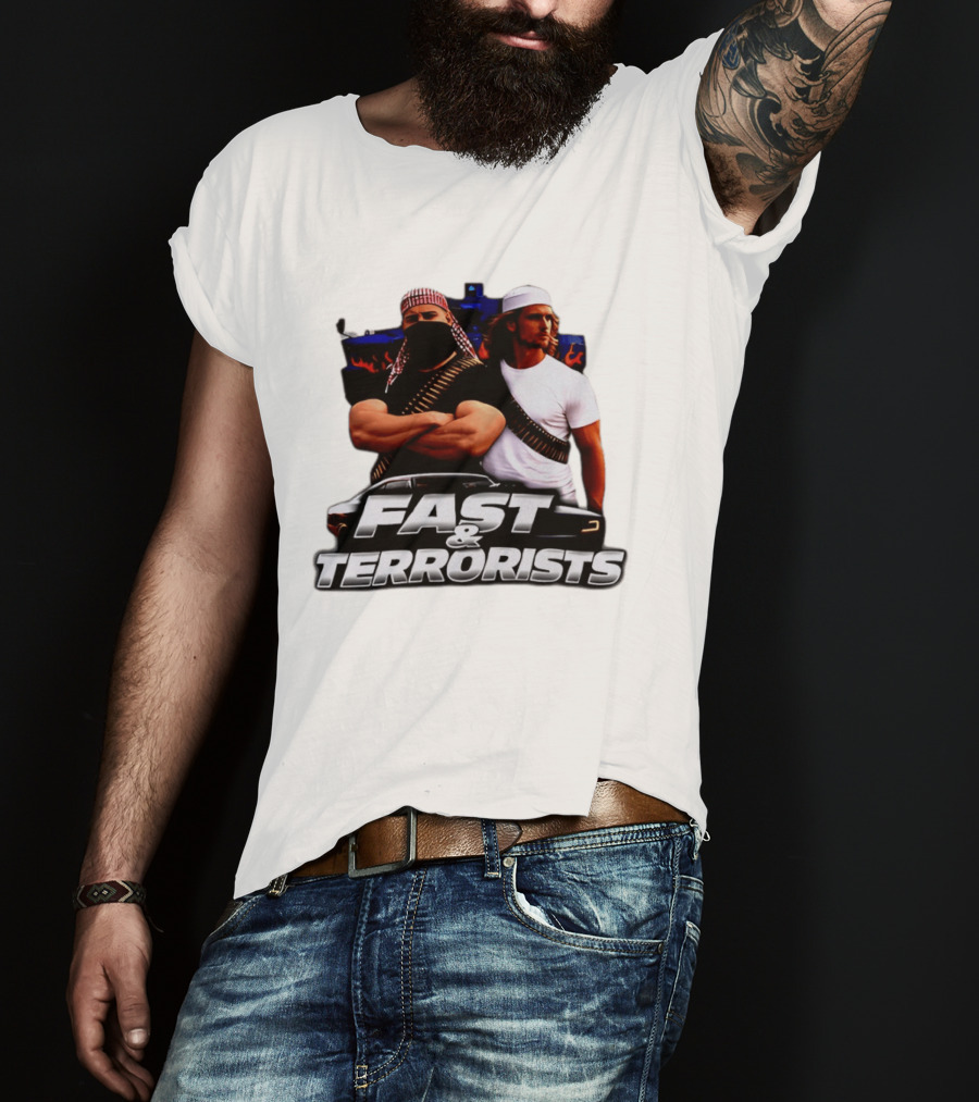 Fast & Terrorists Movie Parody With Muscle Cars And Bandolier T-Shirt