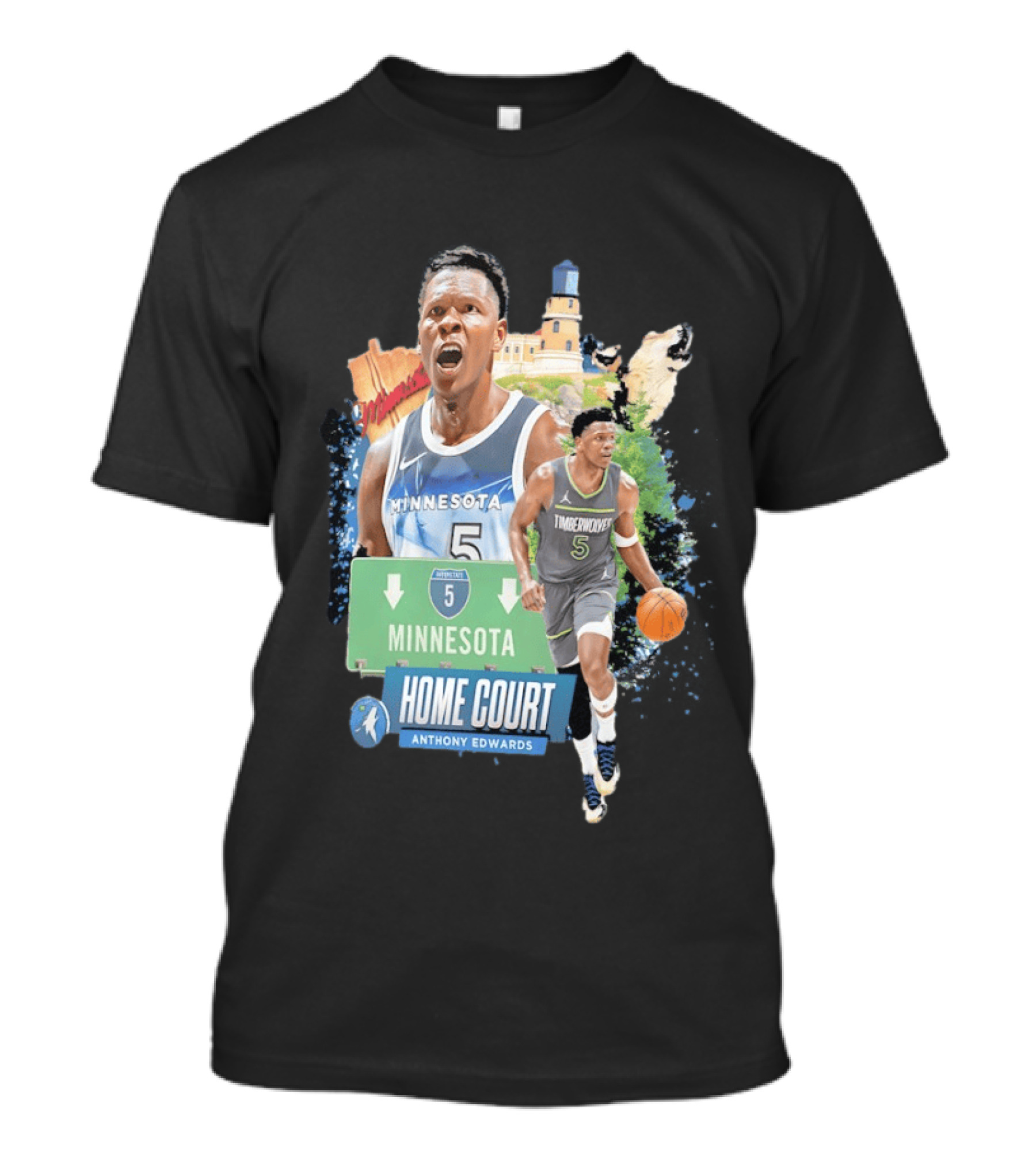 Anthony Edwards Minnesota Timberwolves Home Court Basketball Minneapolis T-Shirt