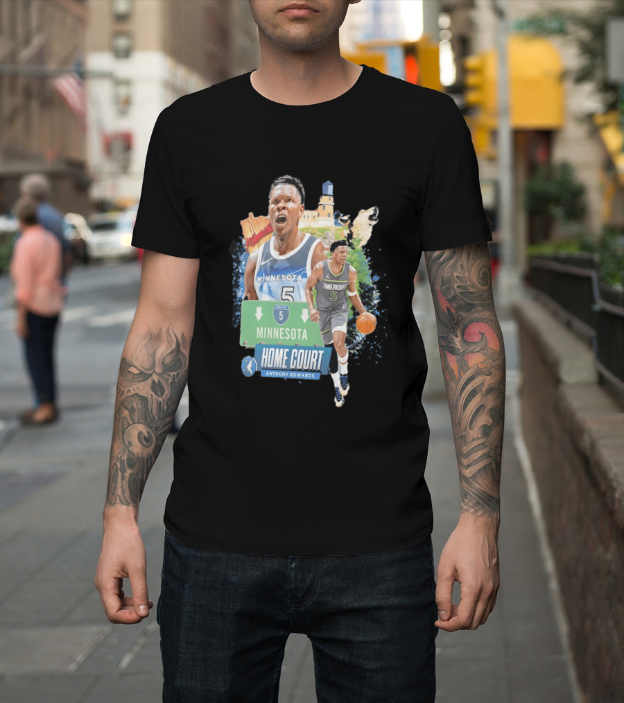 Anthony Edwards Minnesota Timberwolves Home Court Basketball Minneapolis T-Shirt