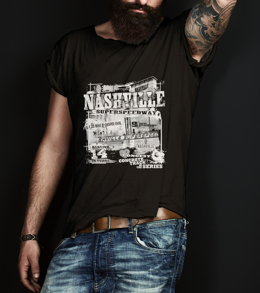 Nashville Superspeedway D Shaped Oval Longest Concrete Track In The Series Racing T-Shirt