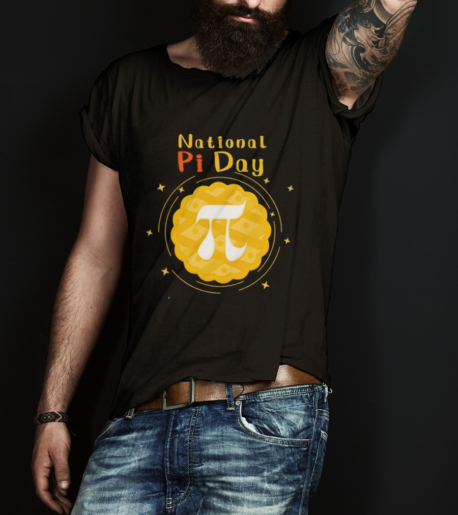 National Pi Day Pie Icon With Stars And Math T-Shirt