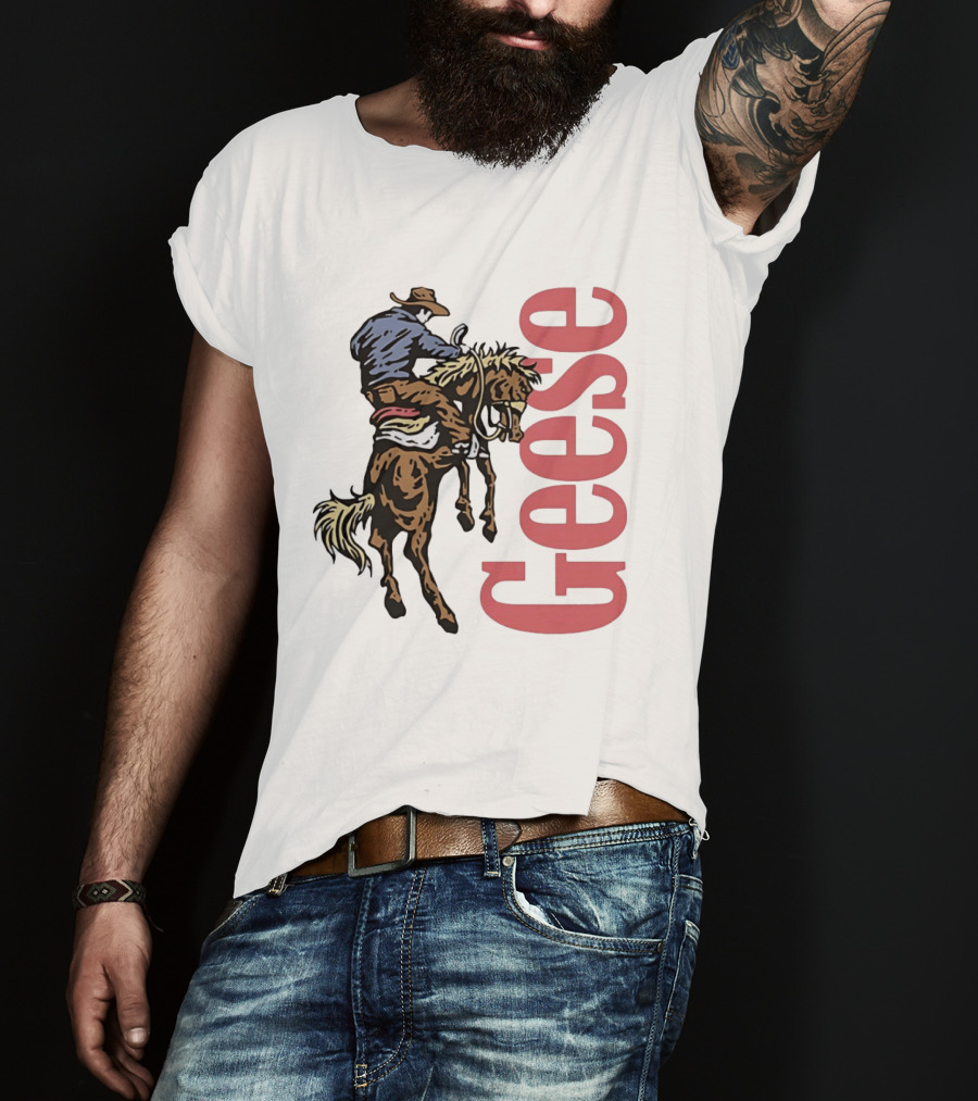 Geese Cowboy Riding Cartoon Adventure T-Shirt