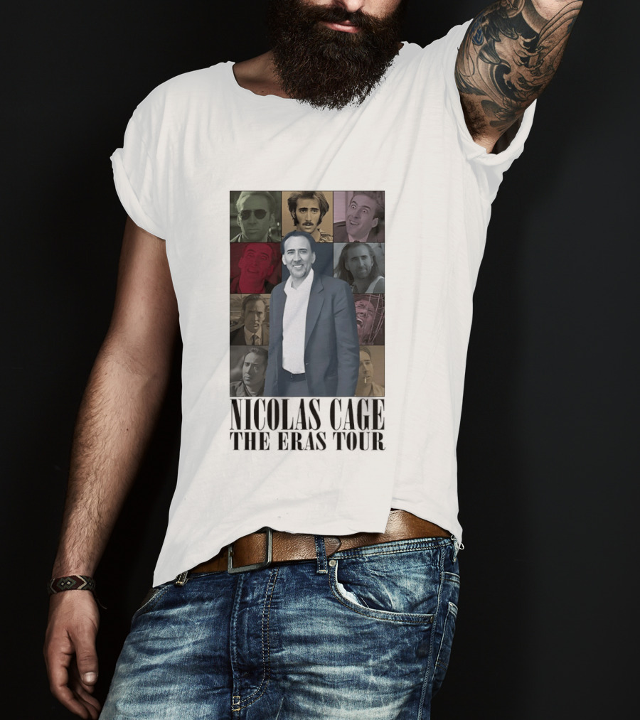 Nicolas Cage The Eras Tour Multicolor Collage T-Shirt