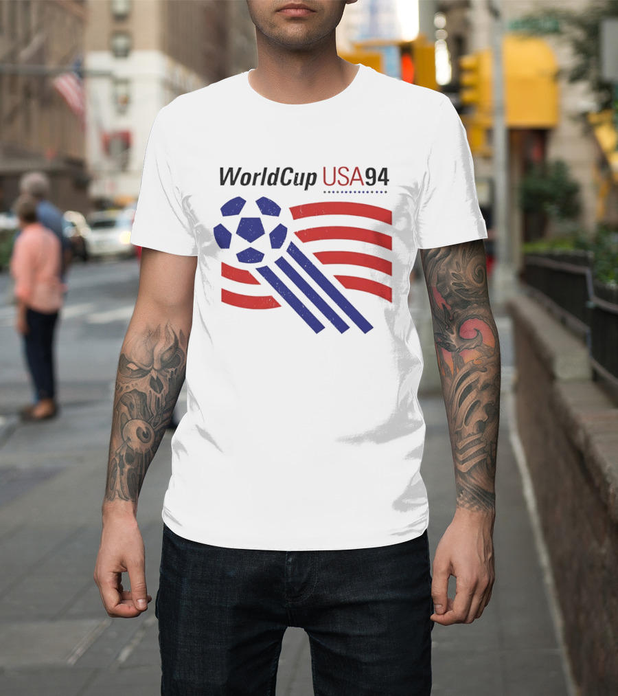 World Cup USA 94 Iconic Soccer Ball and Stripes T-Shirt