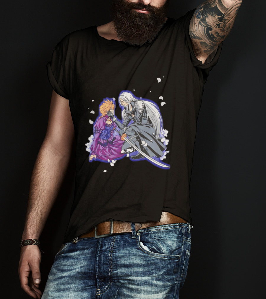 Aerith And Sephiroth Enemy Love Final Fantasy Iconic Characters In Romantic Conflict T-Shirt