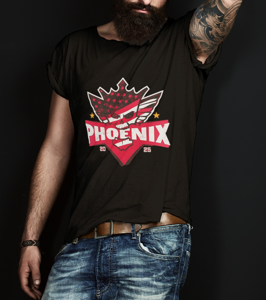 Cody Rhodes Phoenix Nightmare 2025 WWE Star Stripes Skull T-Shirt