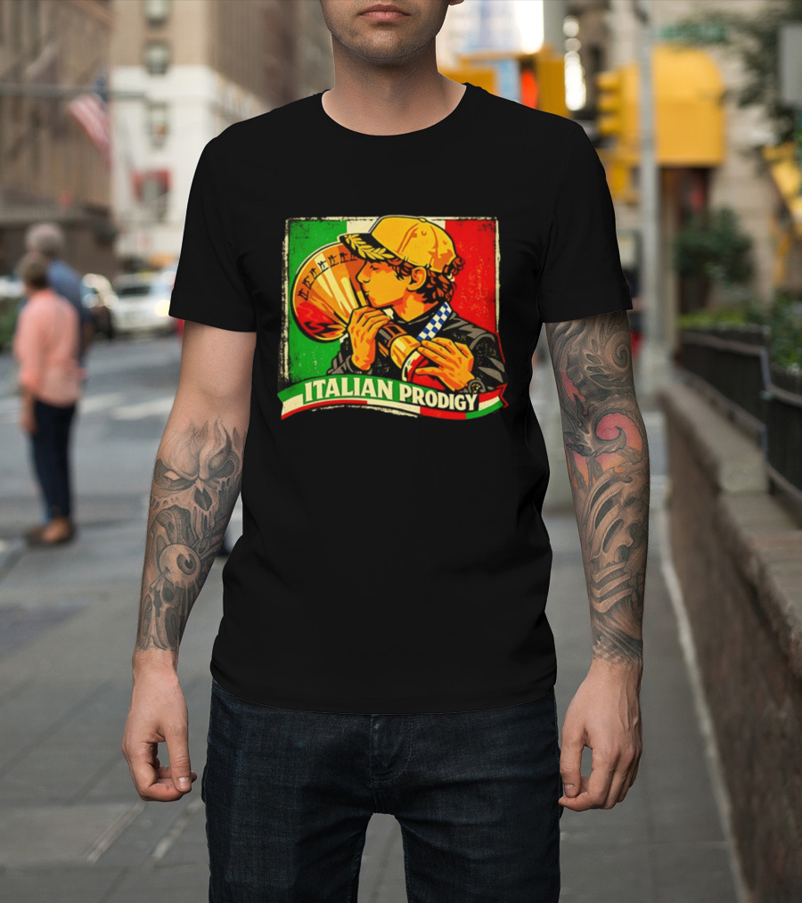 Italy Player Kissing Trophy Italian Prodigy Flag T-Shirt