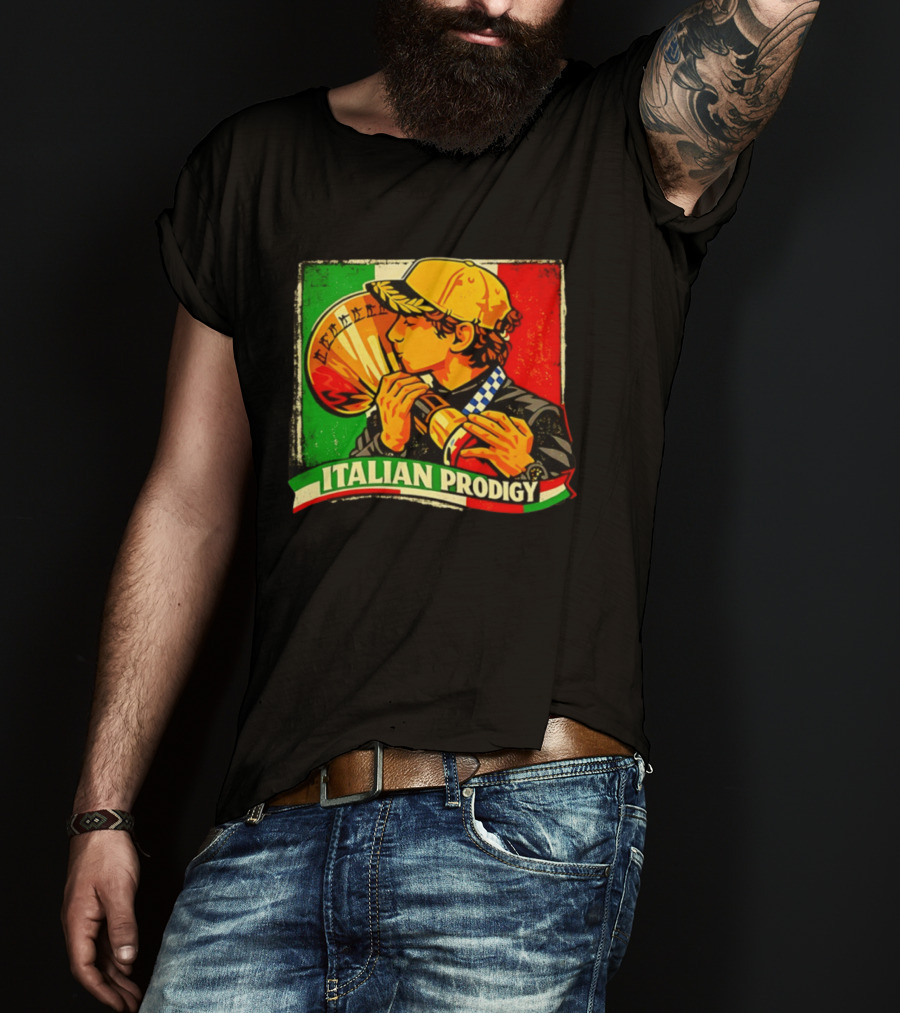 Italy Player Kissing Trophy Italian Prodigy Flag T-Shirt