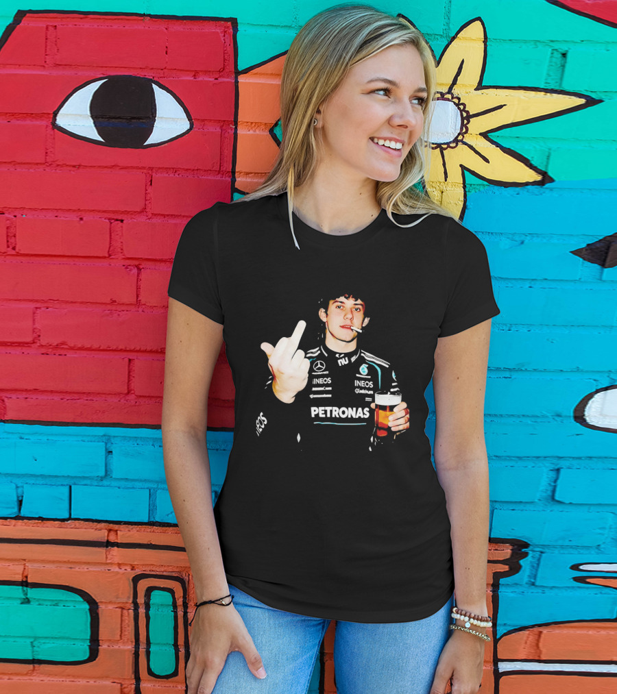 Kimi Antonelli F1 Petronas Mercedes Smoking Beer Middle Finger T-Shirt