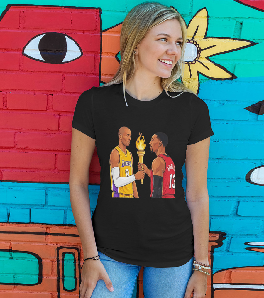 Kobe Lakers Number 8 Passing Torch To Adebayo Number 13 Basketball Moment T-Shirt
