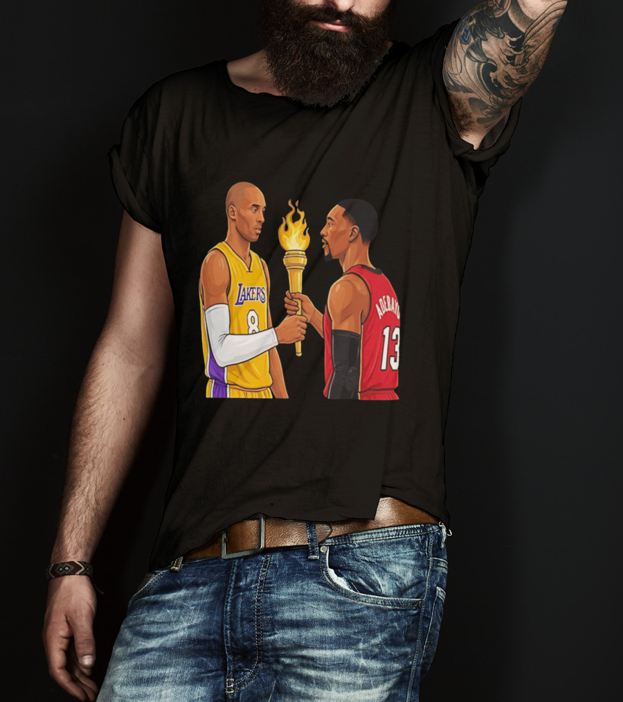 Kobe Lakers Number 8 Passing Torch To Adebayo Number 13 Basketball Moment T-Shirt