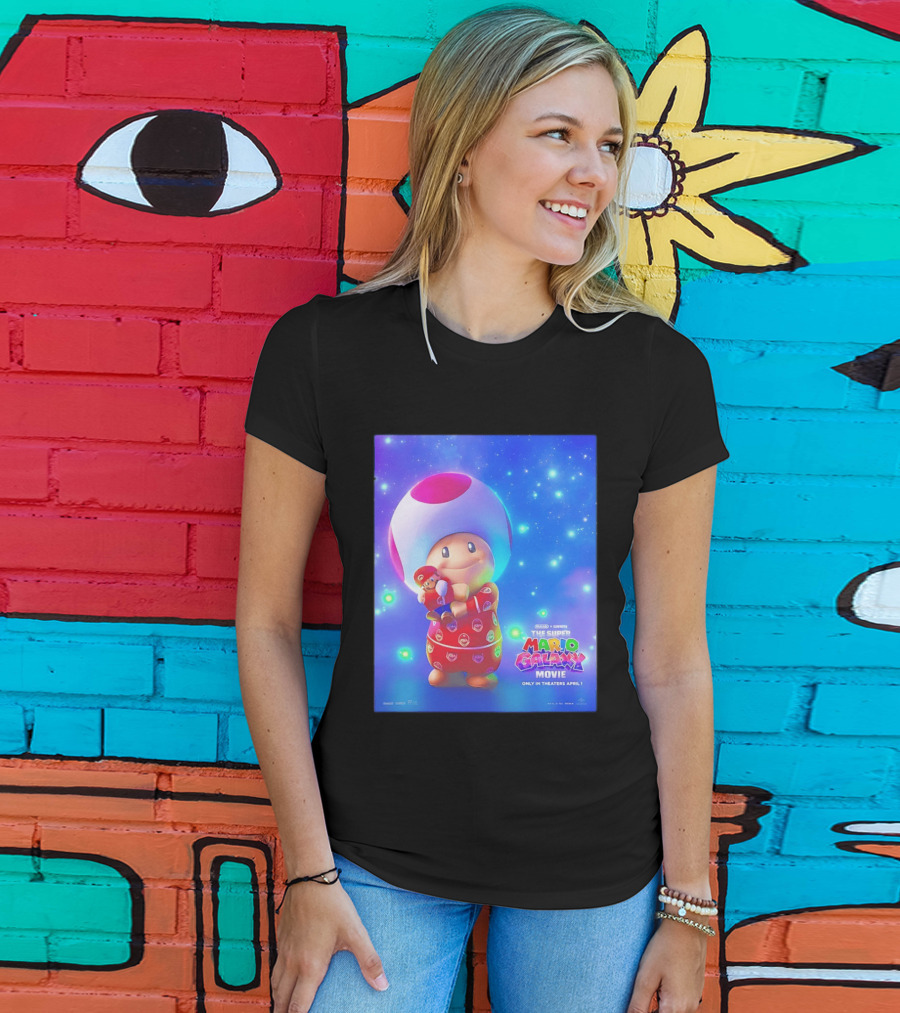 The Super Mario Galaxy Movie Toad Hugging Mario Pajamas Only In Theaters April 1 T-Shirt