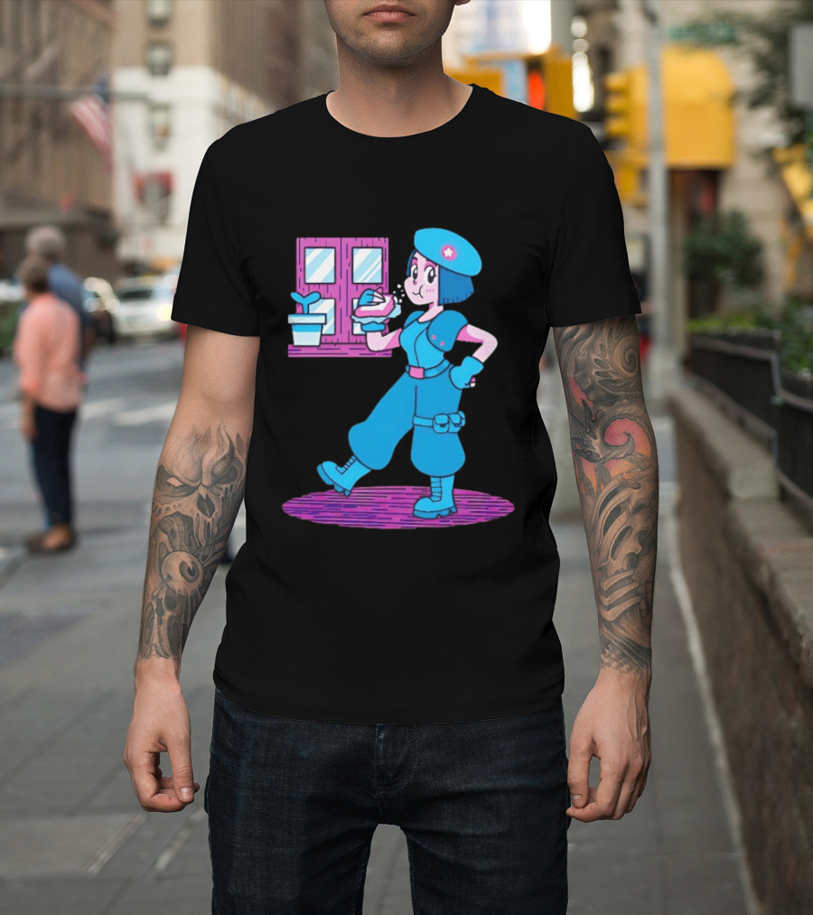 Cartoon Zombie Fighter Holding Plant And Spray T-Shirt