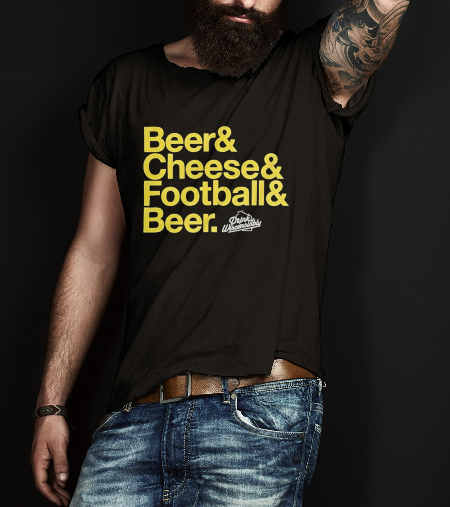 Beer Cheese Football Beer Drink Wisconsibly Packers Fans Game Day T-Shirt