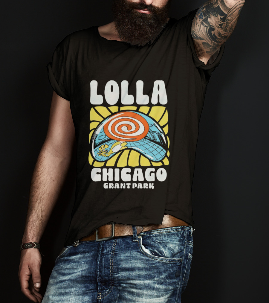 Lolla Chicago Grant Park Swirl Hat Summer Sunburst T-Shirt