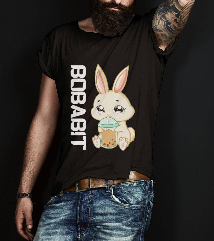 Bobabbit Cute Bunny Drinking Boba Tea T-Shirt