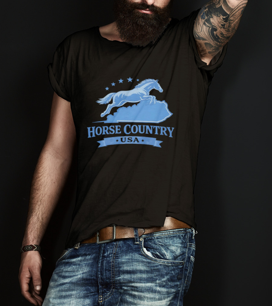 Horse Country USA Blue Horse Kentucky Stars T-Shirt