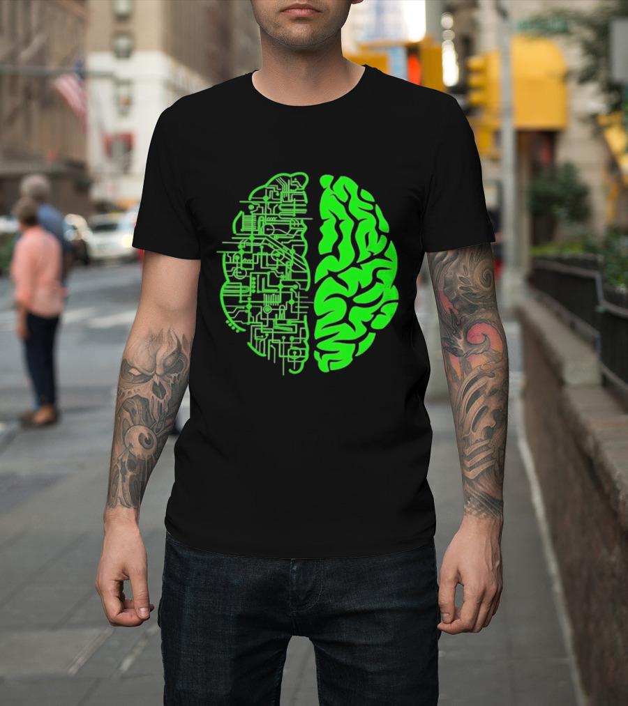Mind vs Machine Circuitry Brain Dual Personality T-Shirt