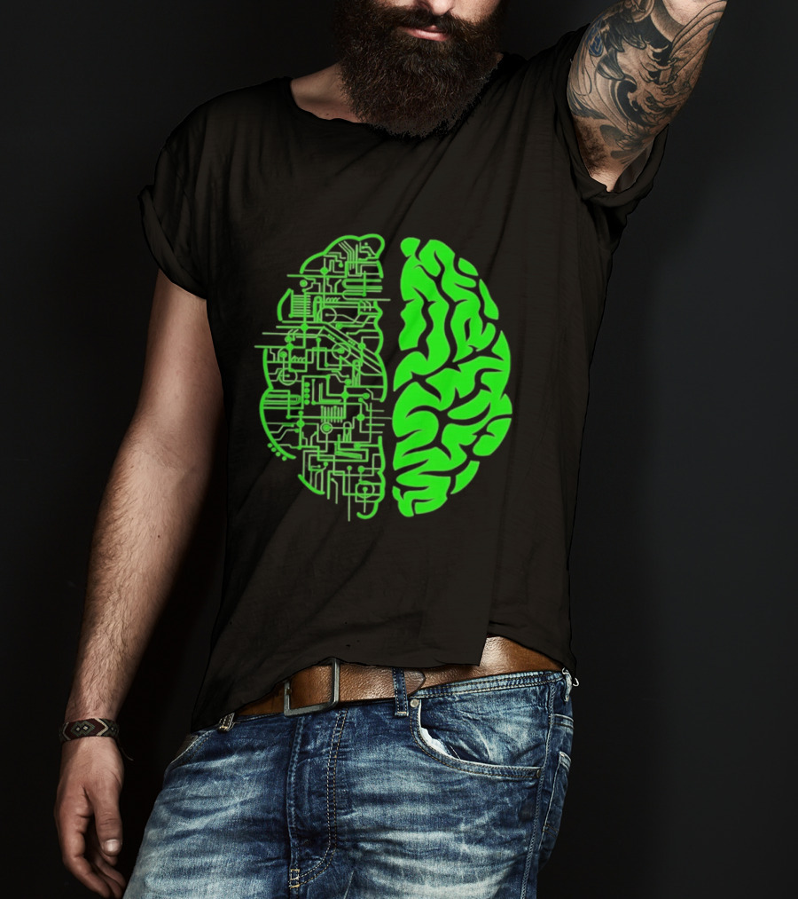 Mind Vs Machine Circuitry Brain Dual Personality T-Shirt