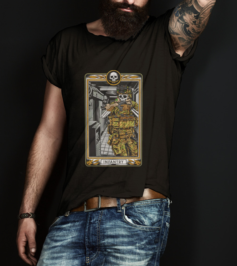 Infantry Skeleton Tactical Soldier Card T-Shirt