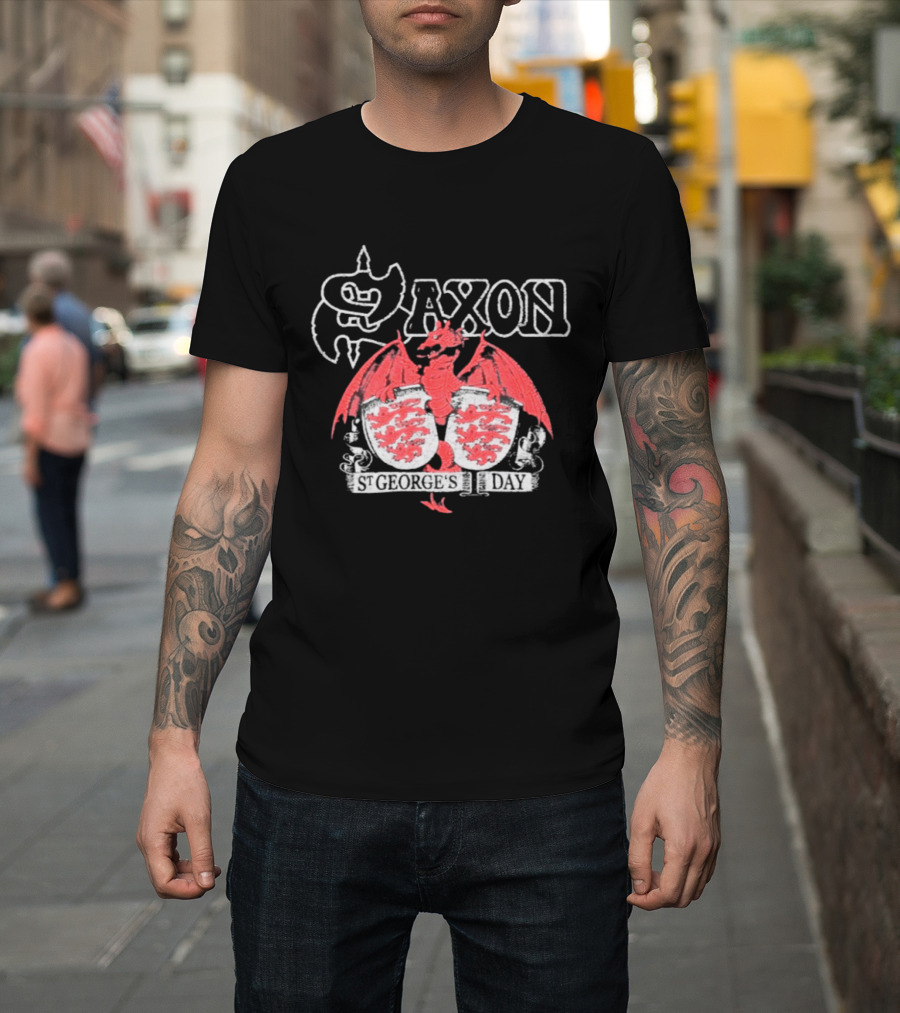 Saxon St George's Day Red Dragon Three Lions Crest T-Shirt