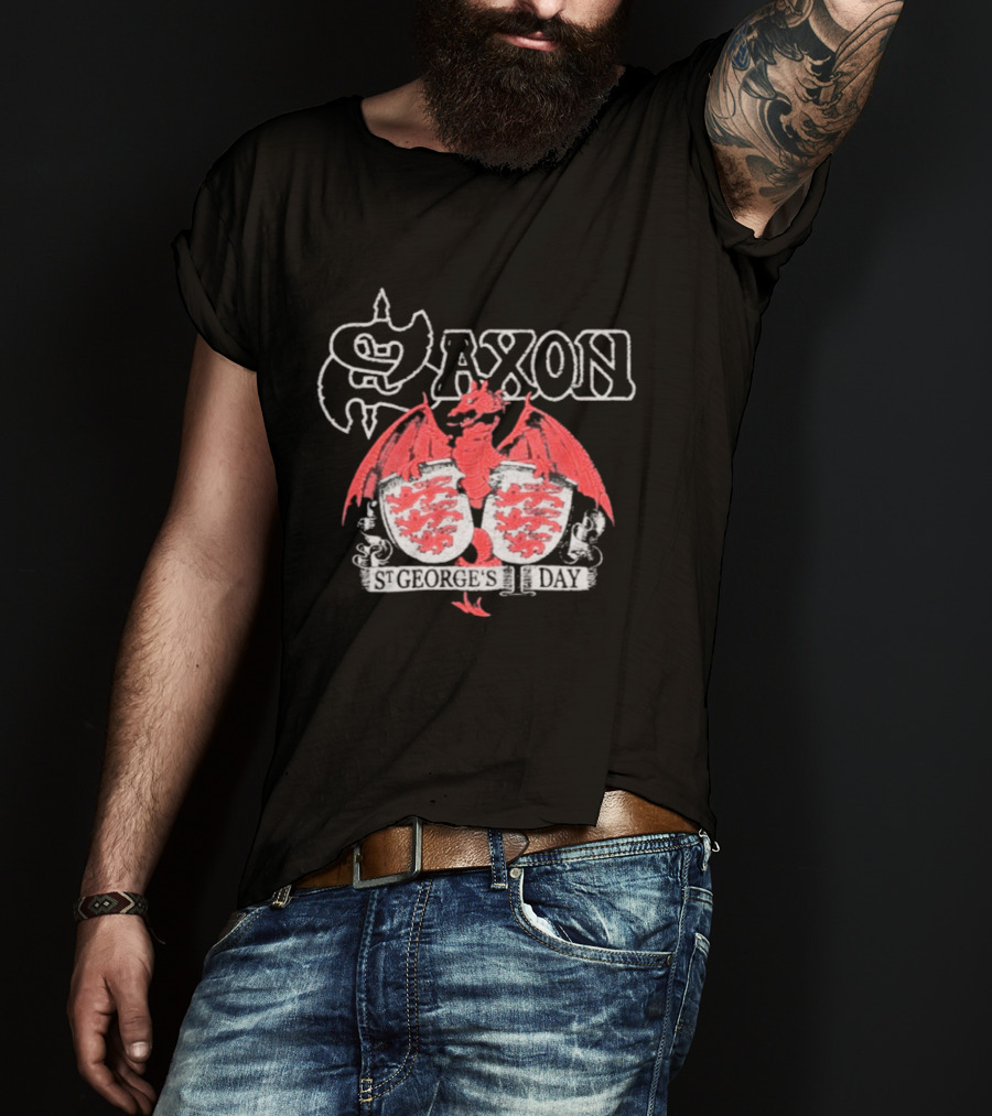Saxon St George's Day Red Dragon Three Lions Crest T-Shirt