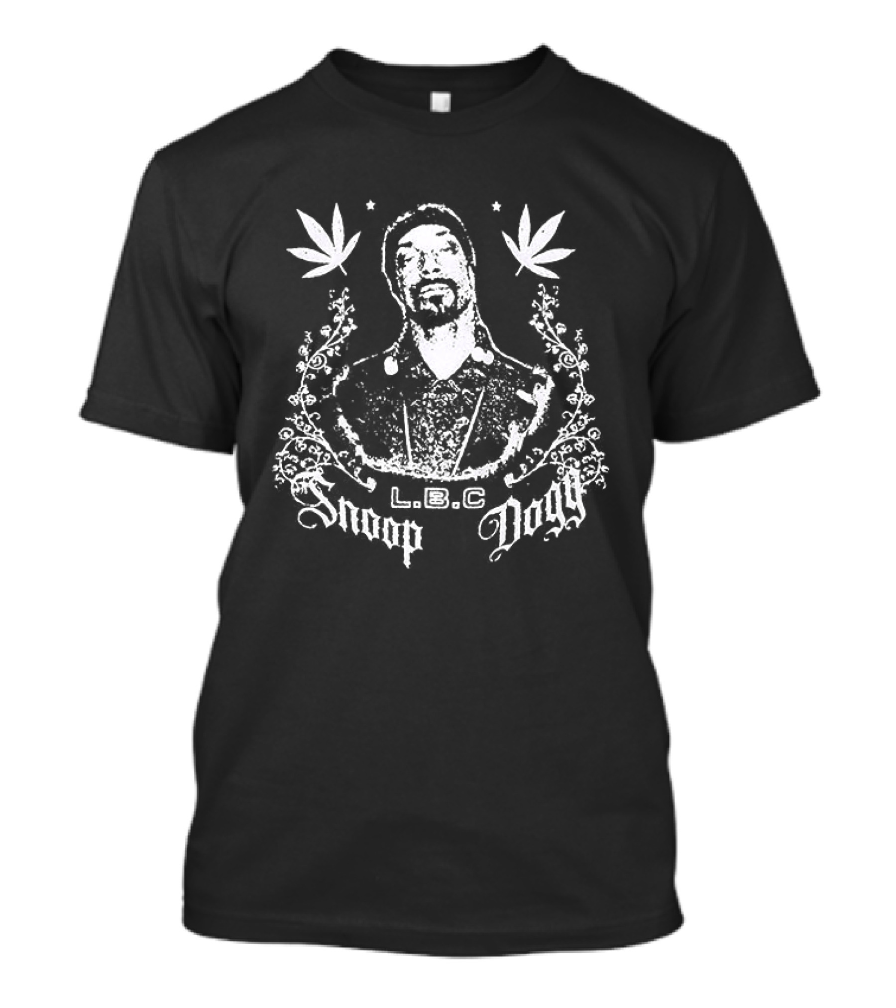 Snoop Dogg L.B.C Portrait With Cannabis Leaves T-Shirt
