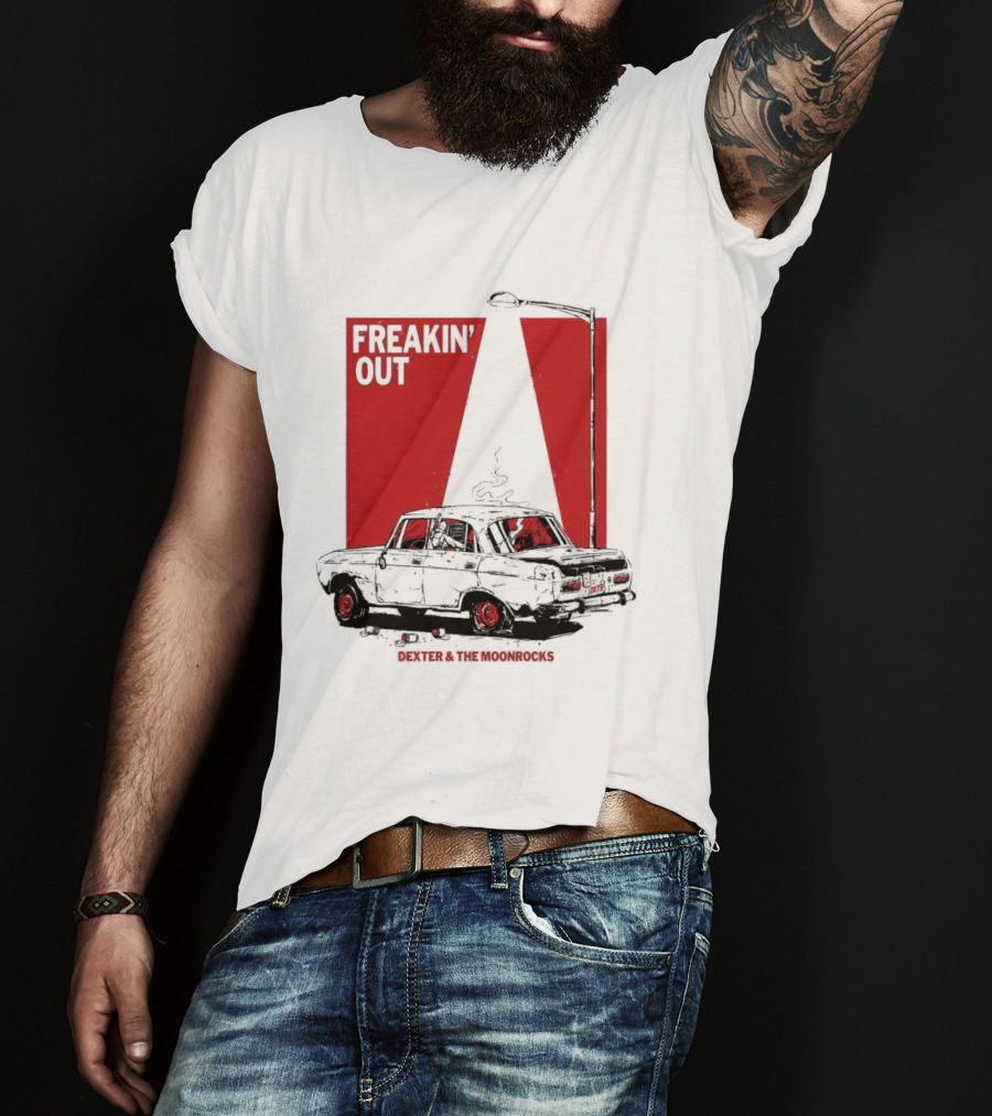 Dexter And The Moonrocks Freakin' Out Tour Car Under Red Light With Smoke T-Shirt