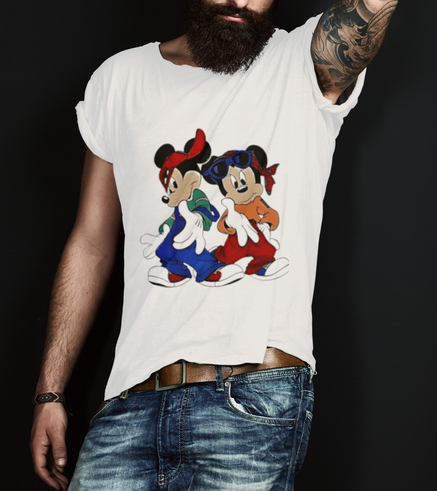 Mickey Minnie Mouse Hip Hop Style Outfits Vintage Look T-Shirt