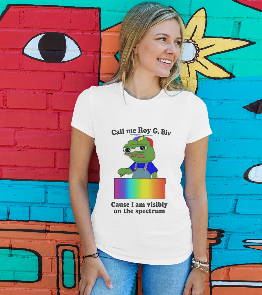 Pepe The Frog Call Me Roy G. Biv Cause I Am Visibly On The Spectrum Rainbow Visual T-Shirt