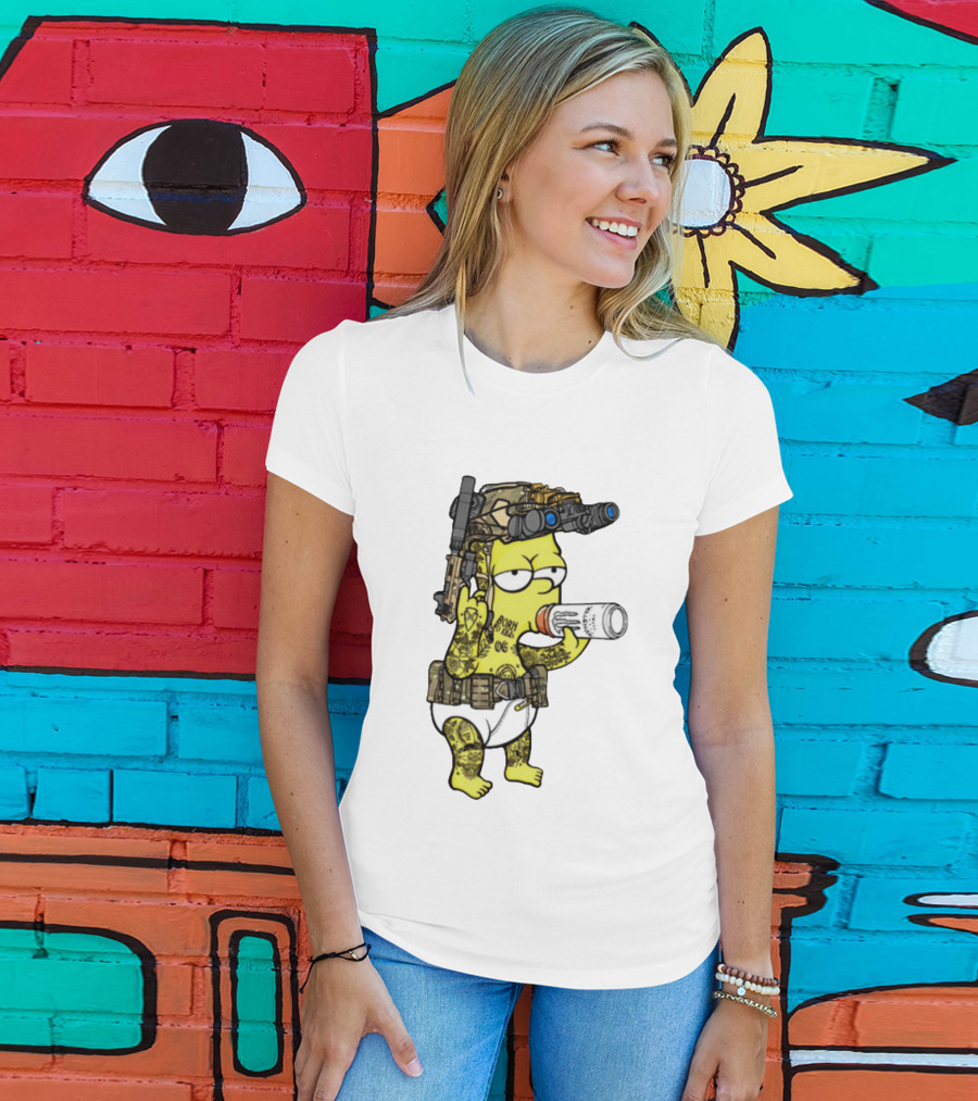 Bart Simpson Tactical Gear Night Vision Tattoo Parody Yung Bart T-Shirt