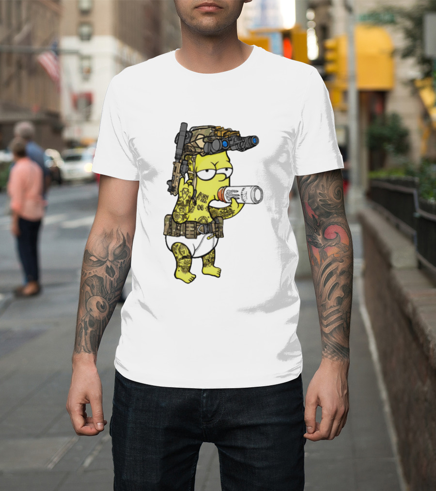 Bart Simpson Tactical Gear Night Vision Tattoo Parody Yung Bart T-Shirt